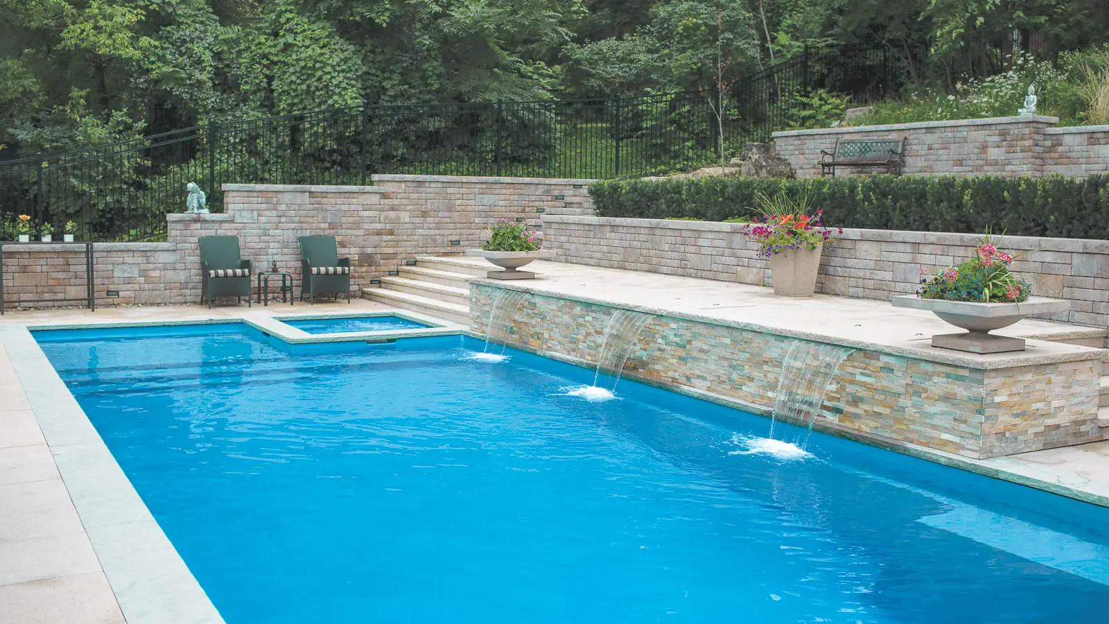 Leisure-Pools-Ultimate-fiberglass-pool The Ultimate, a fiberglass pool with built-in spa